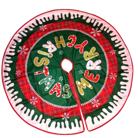 Christmas Tree Skirt Red Xmas Tree Ornaments 36 Inches Rustic White Tree Skirt - Picture 2 of 9